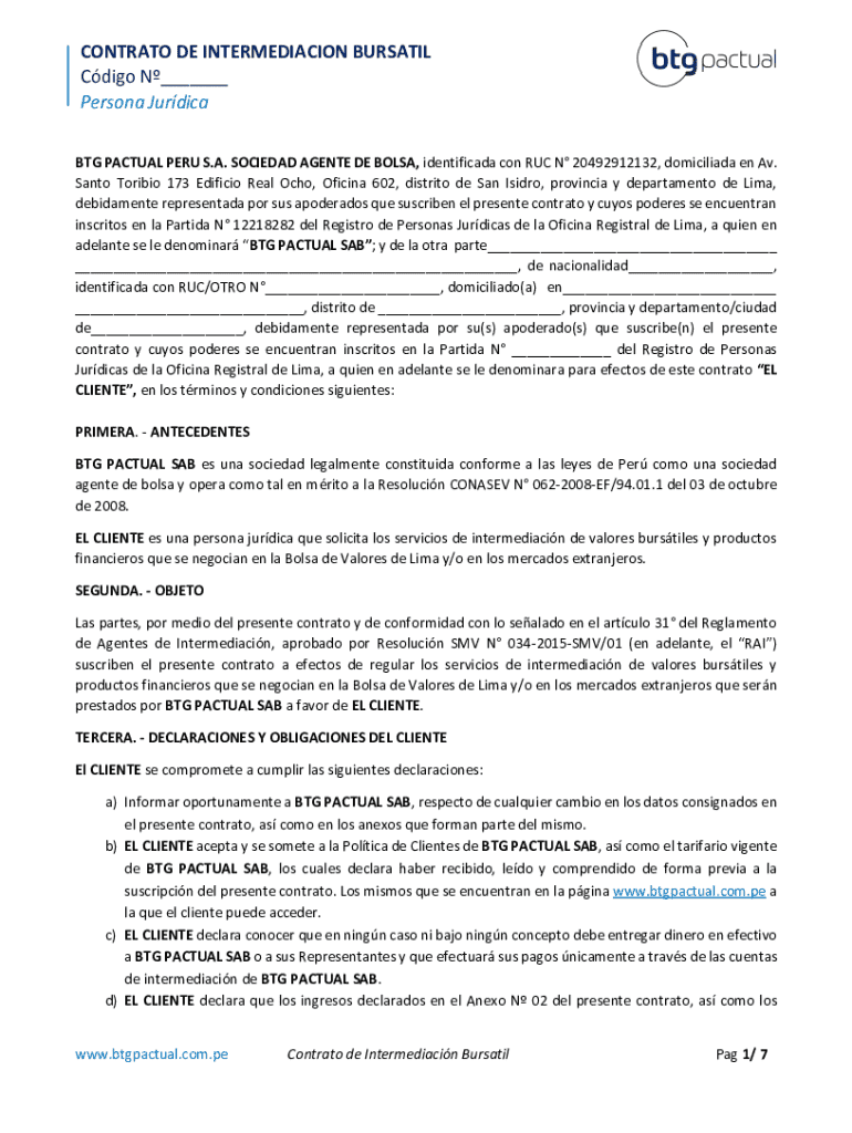 Contrato De Intermediacion Bursatil Preview on Page 1