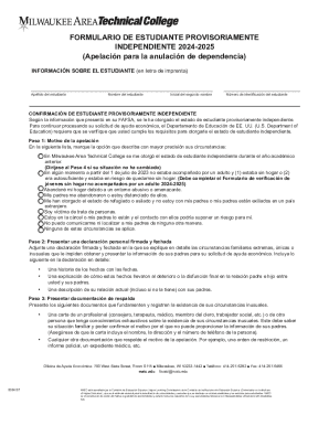 Formulario de estudiante provisoriamente independiente 2024-2025
