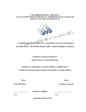 Trabajo de grado sobre la desmunicipalización en la gestión local de venezuela