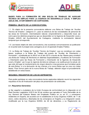 Bases para la formacin de una bolsa de trabajo de auxiliar