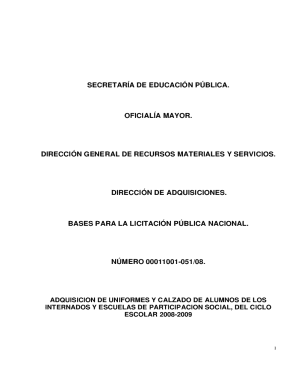 Bases para la licitación pública nacional