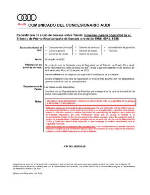 Comunicado del concesionario audi