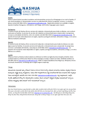 Formulario de inscripción del distrito escolar de nashua