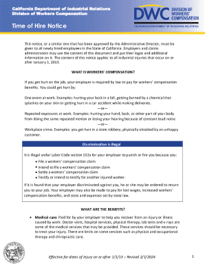 Time of hire notice