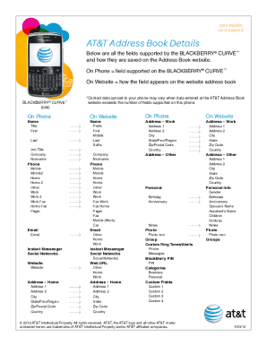 Below are all the fields supported by the blackberry curve