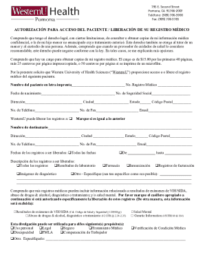 Autorización para acceso del paciente / liberación de su registro médico