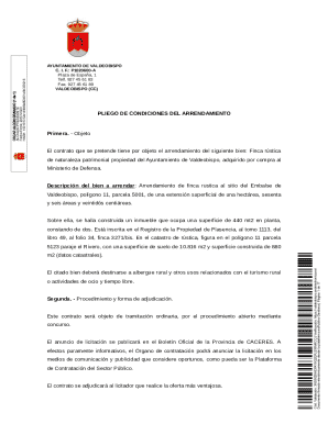 Pliego de condiciones del arrendamiento