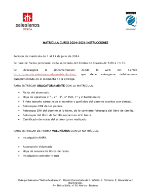 Matrícula curso 2024-2025