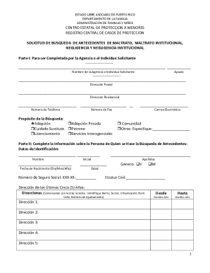 Solicitud de búsqueda de antecedentes de maltrato