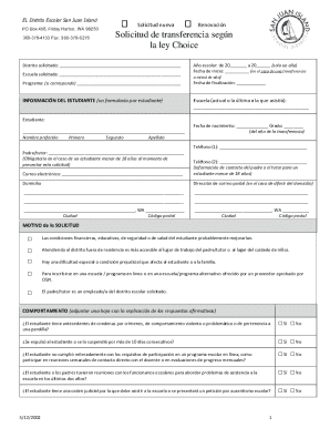Solicitud de transferencia escolar
