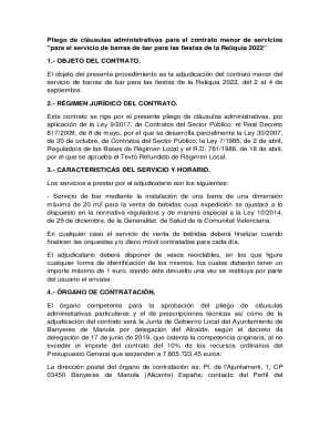 Pliego de cláusulas administrativas para el contrato menor de servicios