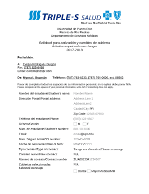 Solicitud para activación y cambios de cubierta