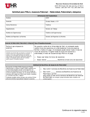 Solicitud para fmla y ausencia paternal – maternidad, paternidad y adopcion