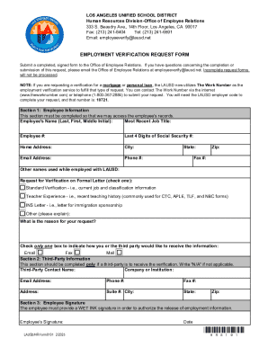 Employment Verification Request Form