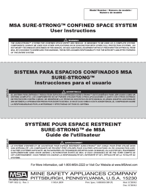 User instructions - sure-strong confined space system