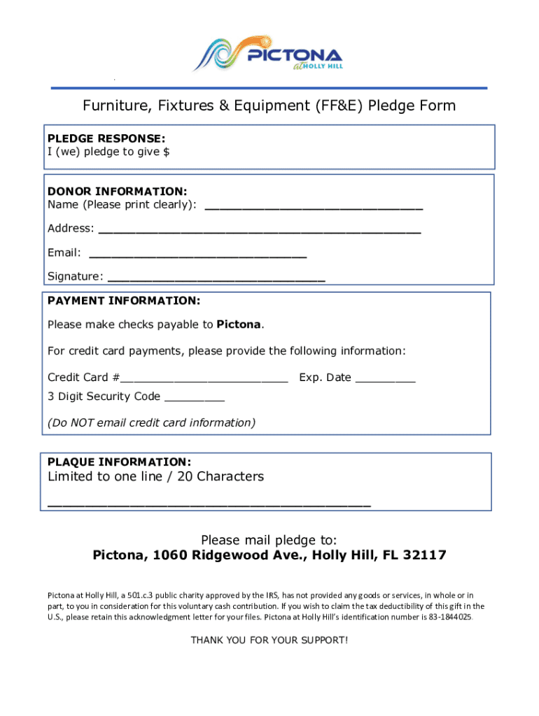 Fillable Online Ff&e Pledge Form Fax Email Print - pdfFiller