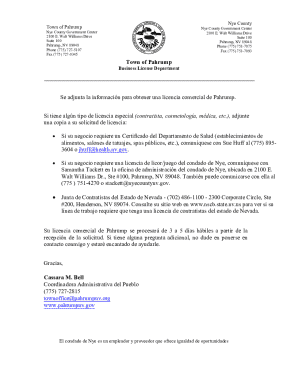 Pahrump business license packet