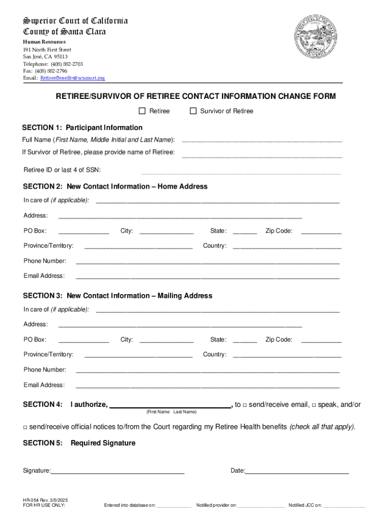 Retiree survivor of Retiree Contact Information Change Form Preview on Page 1