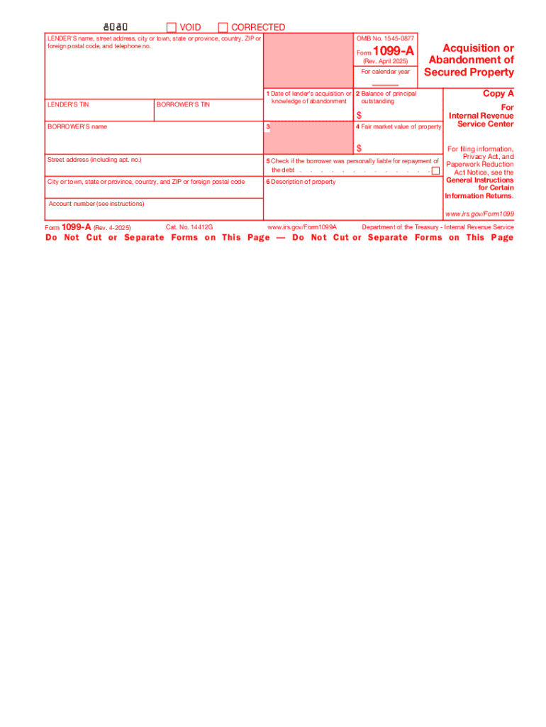Form 1099-a Preview on Page 1