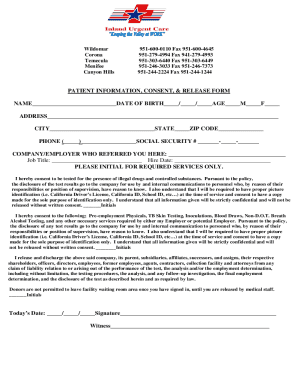 Patient information, consent, & release form