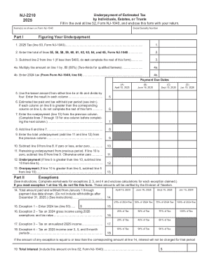 2024 NJ-2210 Underpayment of Estimated Tax by Individuals, Estates, or Trusts. 2024 NJ-2210 Underpayment of Estimated Tax by Individuals, Estates, or Trusts