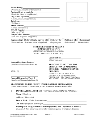Response to petition for dissolution of marriage