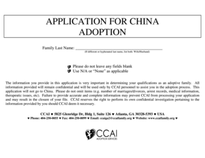China Adoption Application Form