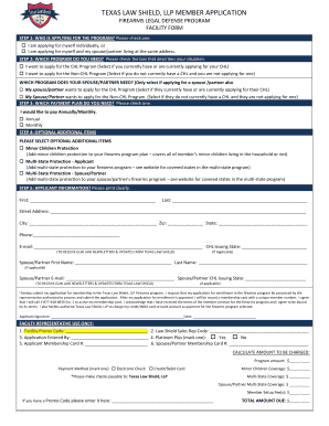 Texas Law Shield Firearms Legal Defense Program Application
