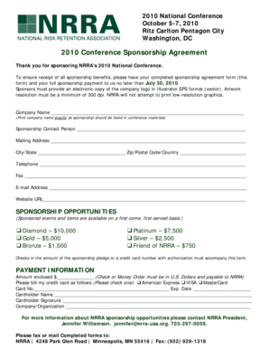 2009 Conference Sponsorship Packages - NRRA - nrra-usa