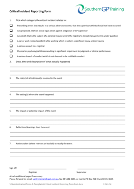 Wedding makeup artist contract - Critical Incident Reporting Form 1