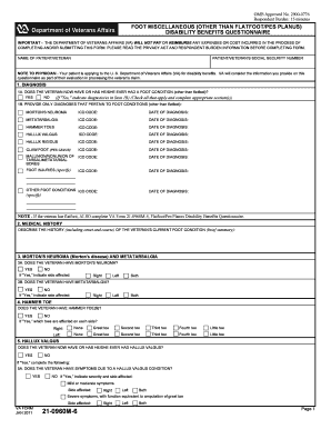 VA Form 21-0960M-6 Disability Benefits Questionnaire
