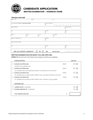 Overhead Crane Written Exam Application