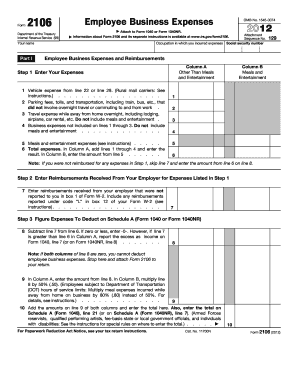 IRS Form 2106 Employee Business Expenses
