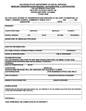Colorado Medicaid Transportation Request Form
