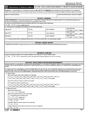 Hip and Thigh Conditions Disability Benefits Questionnaire