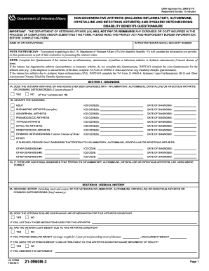 Non-Degenerative Arthritis Disability Benefits Questionnaire