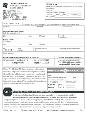 ODS Advantage PPO Enrollment Form