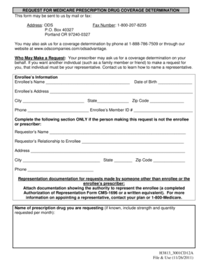 Medicare Prescription Drug Coverage Determination Form