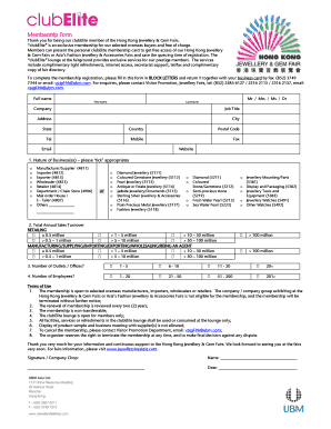 Hong Kong Jewellery & Gem Fairs Membership Form