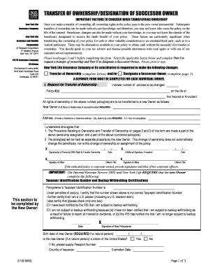Transfer of Ownership/Designation of Successor Owner Form