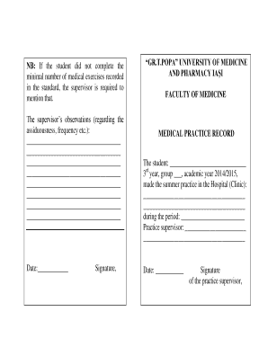 Medical Practice Record Form