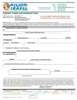 Credit Card Authorization Form