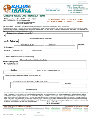 Credit Card Authorization Form