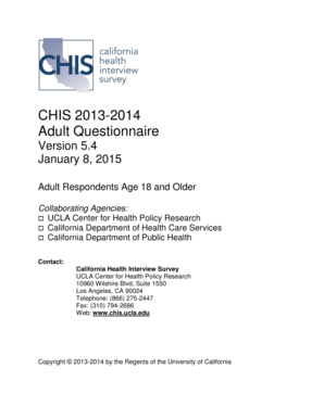 California Health Interview Survey Adult Questionnaire