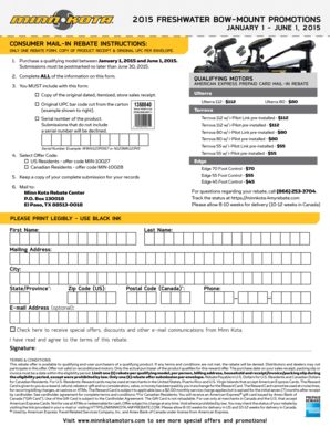 Minn Kota Freshwater Bow-Mount Rebate Form