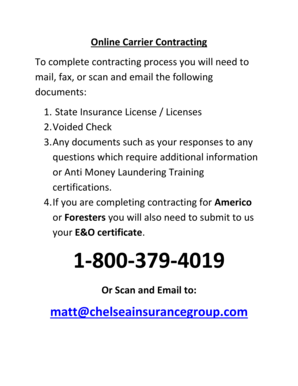 Insurance Agent Contracting Form