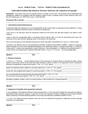Medical Veritas Authorship Form