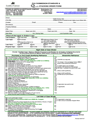 FHA Submission Stacking Order Form