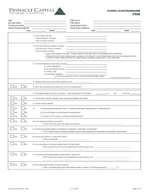 FHA Condo Questionnaire