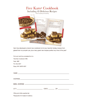 Free Karo Cookbook Request Form